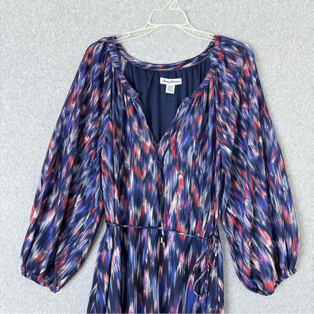 Tommy Bahama Long Sleeve Midi Dress Womens Size Medium Blue Purple Resort Boho - Picture 5 of 15